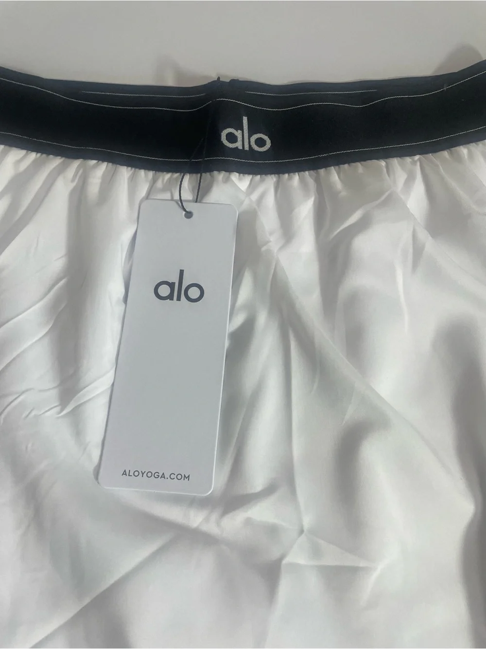 ALO Yoga White Skirt with Black Elastic Waistband